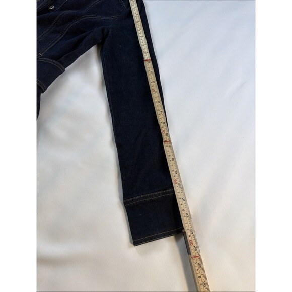White House Black Market Denim Shirt Dress Size 00 Blue Long Sleeve Belted - Picture 7 of 9